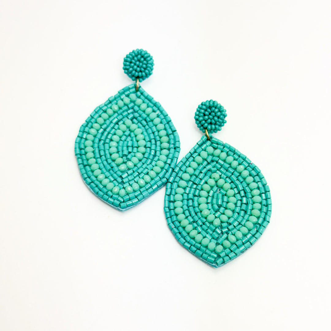 Turquoise/Mint Beaded Statement Earrings