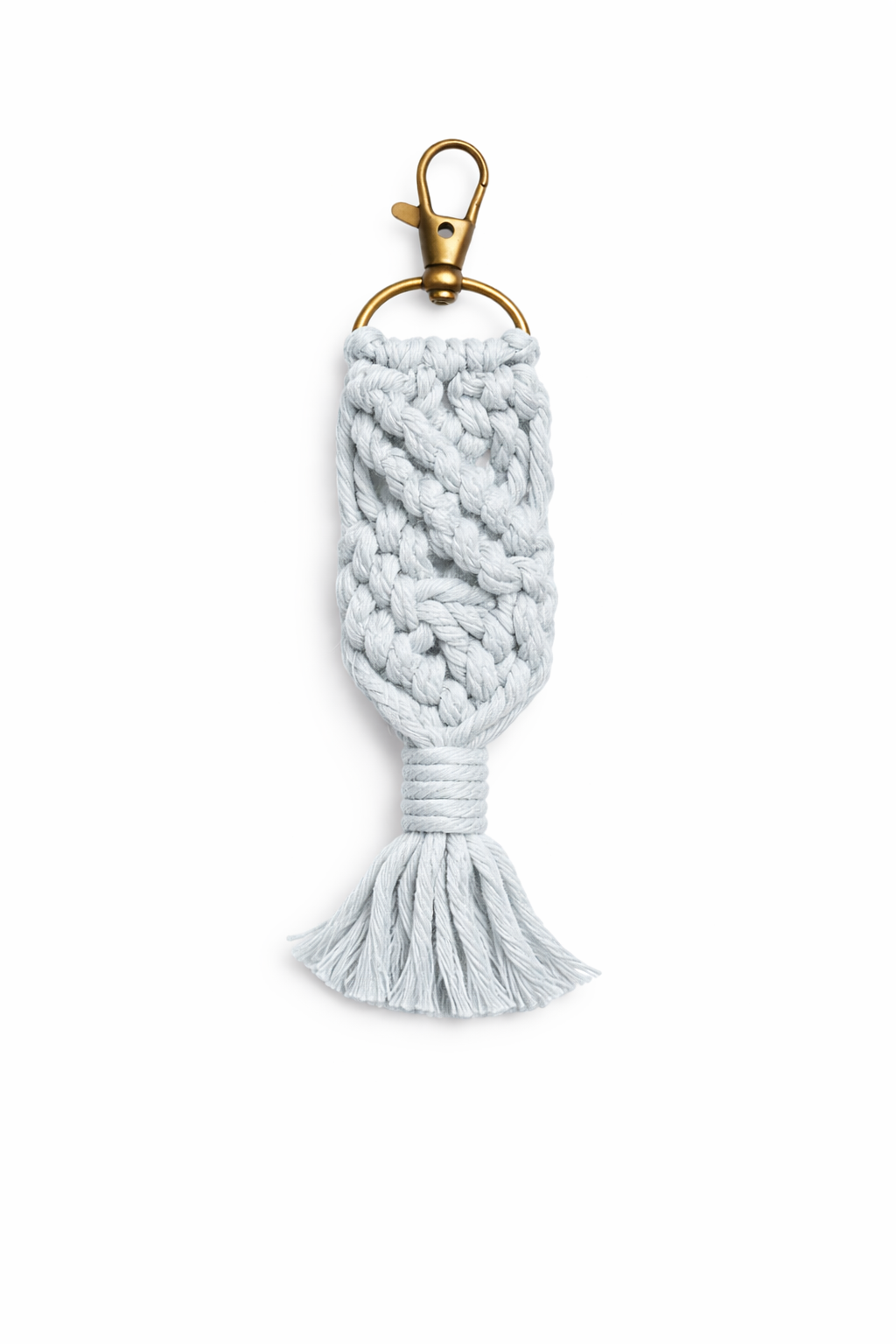 Textured keychain with a gold clasp on a white background