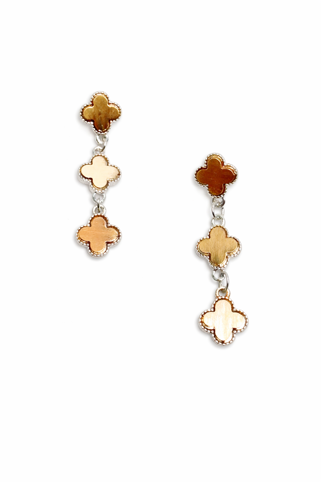 Pair of floral earrings on a white background