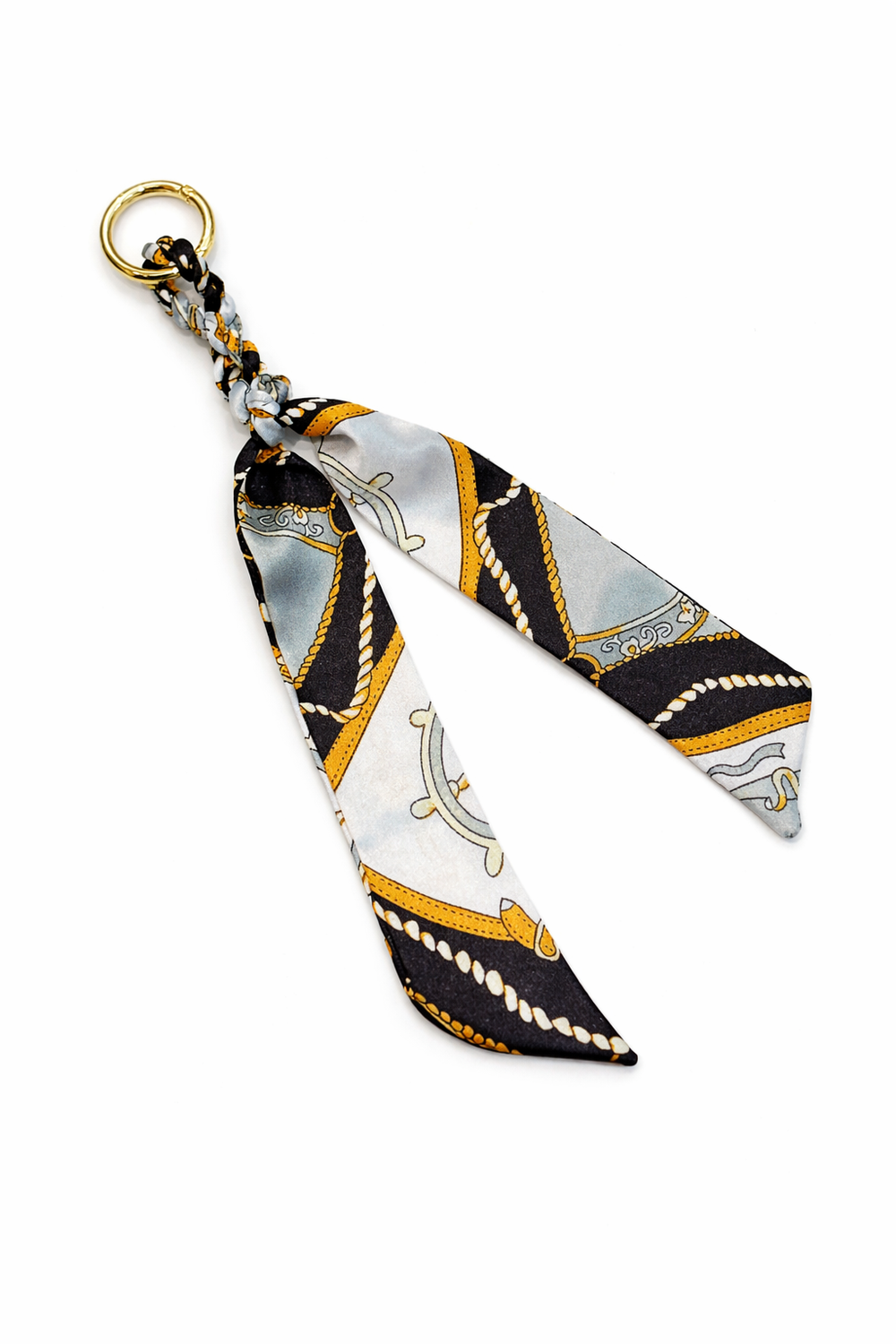 Scarf keychain with decorative pattern on a white background
