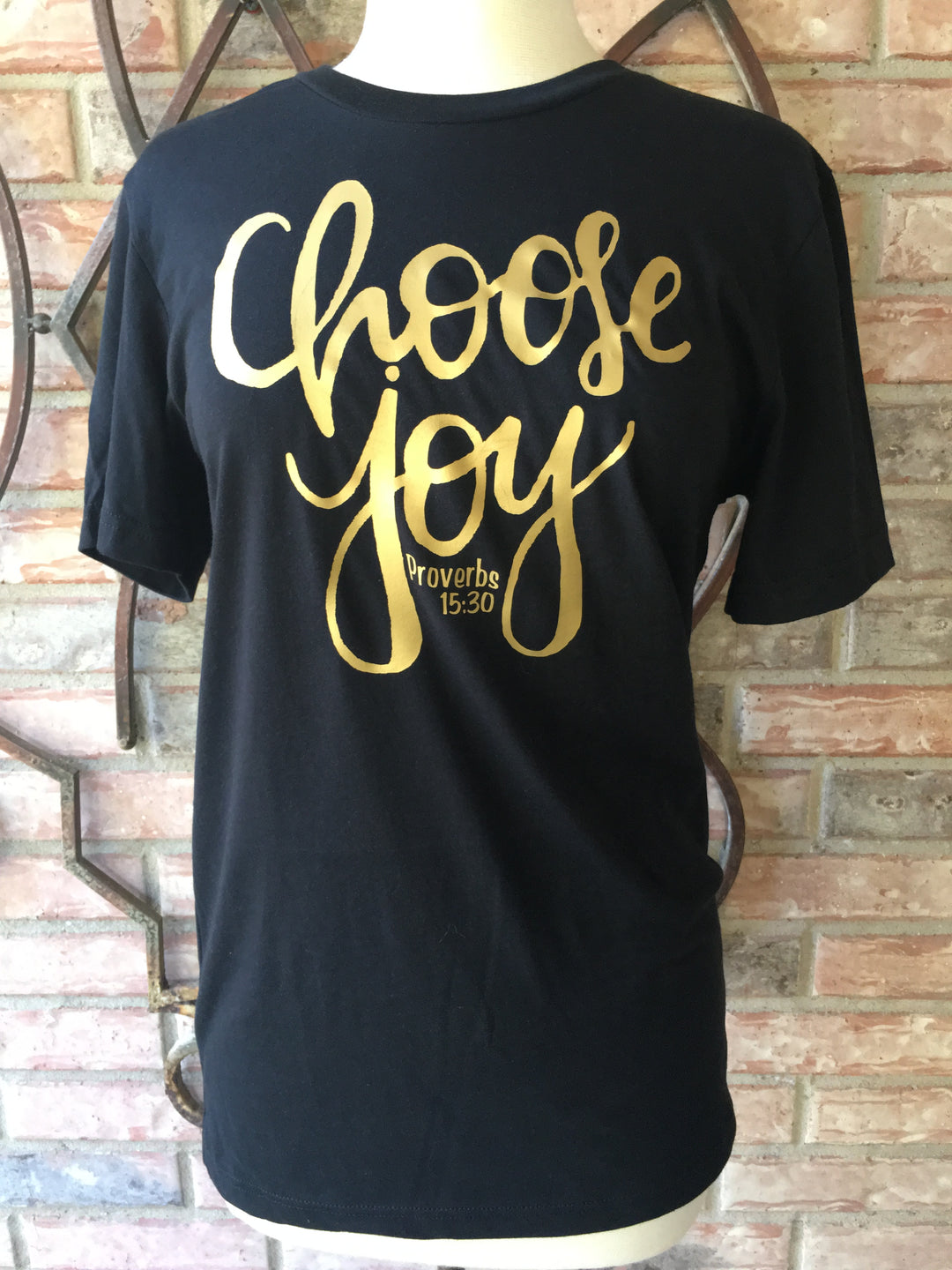 Choose Joy Black & Metallic Gold Tee - Lucy Doo
