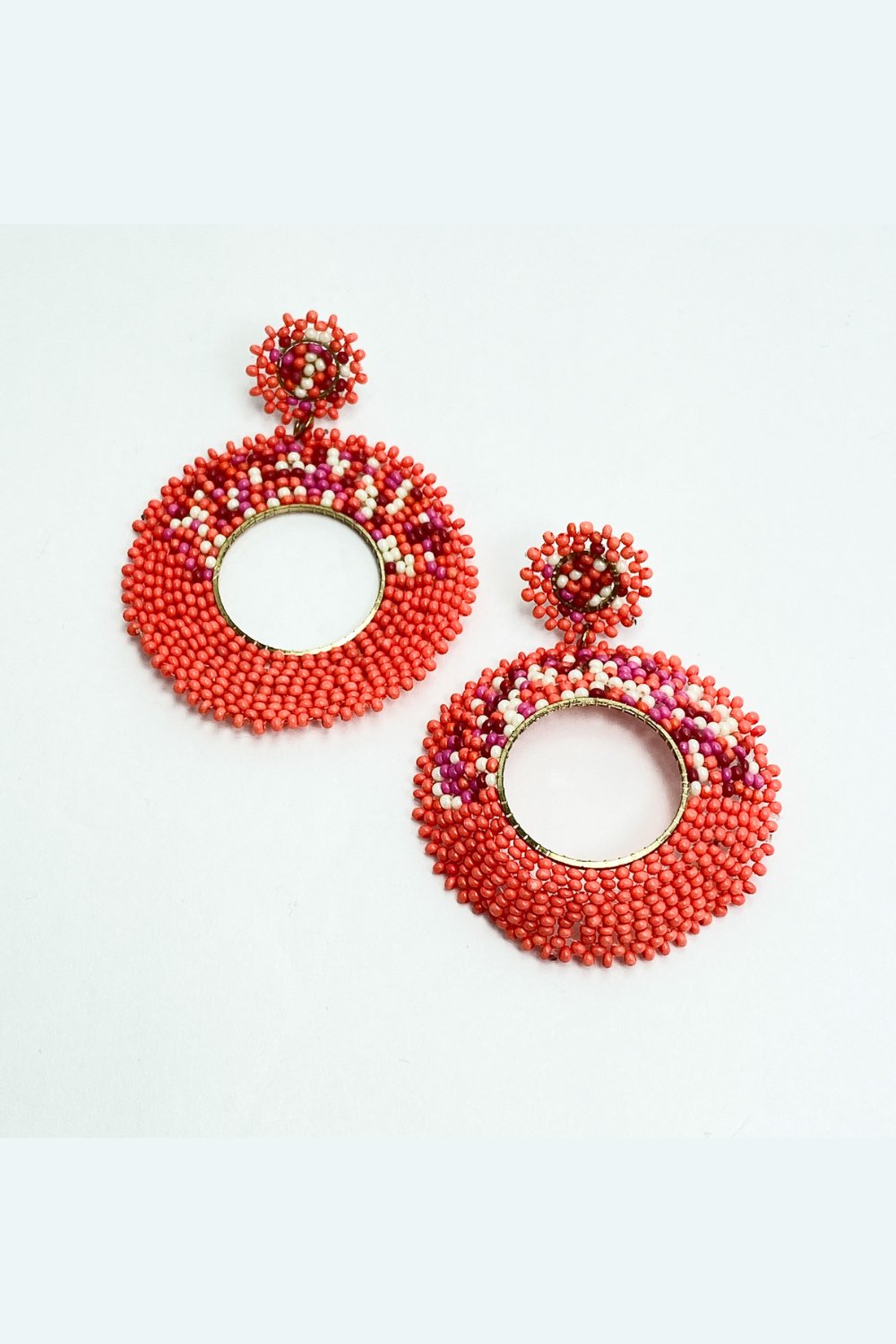 Coral Beaded Statement Earrings - Lucy Doo