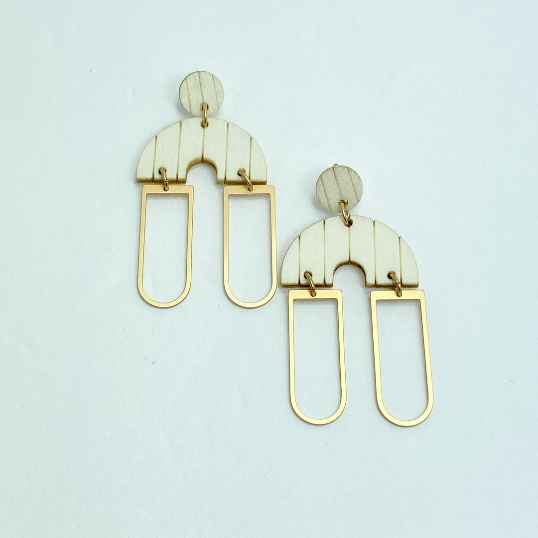 Cream Wood & Gold Earrings - Lucy Doo