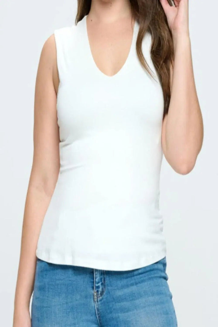 Ivory V-Neck Tank Top - Lucy Doo