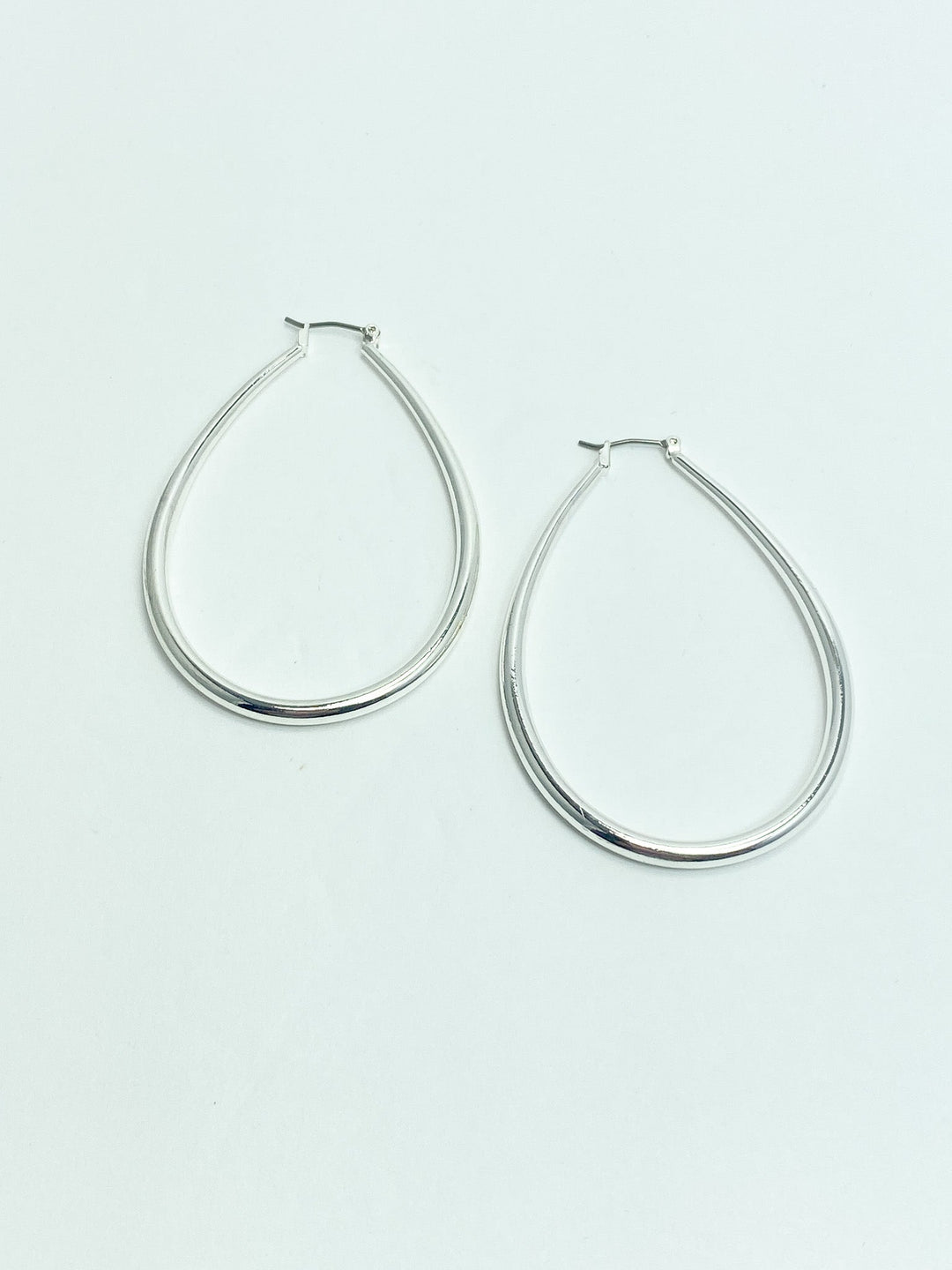 Large Oval Silver Hoop Earrings - Lucy Doo