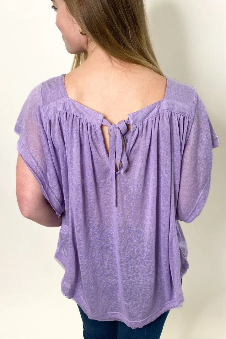 Lilac Babydoll Top w/ Flutter Sleeves - Lucy Doo