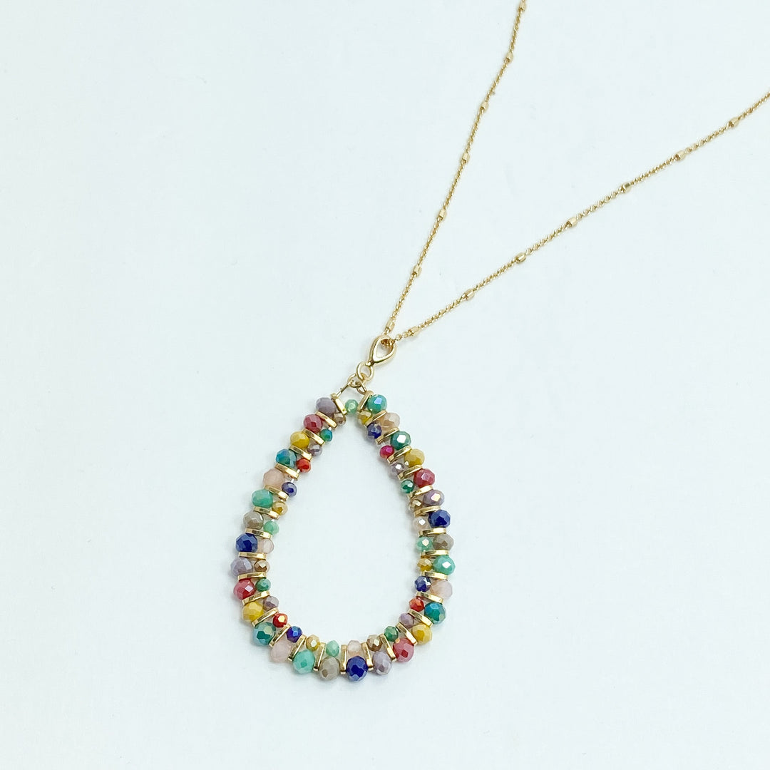 Long Multi-Color Teardrop Necklace - Lucy Doo