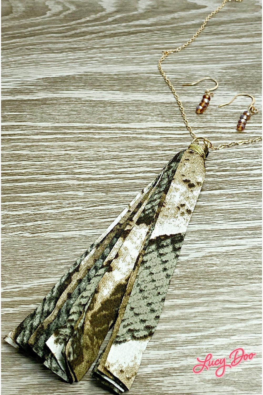 Long Snakeskin Ribbon Necklace Set - Lucy Doo