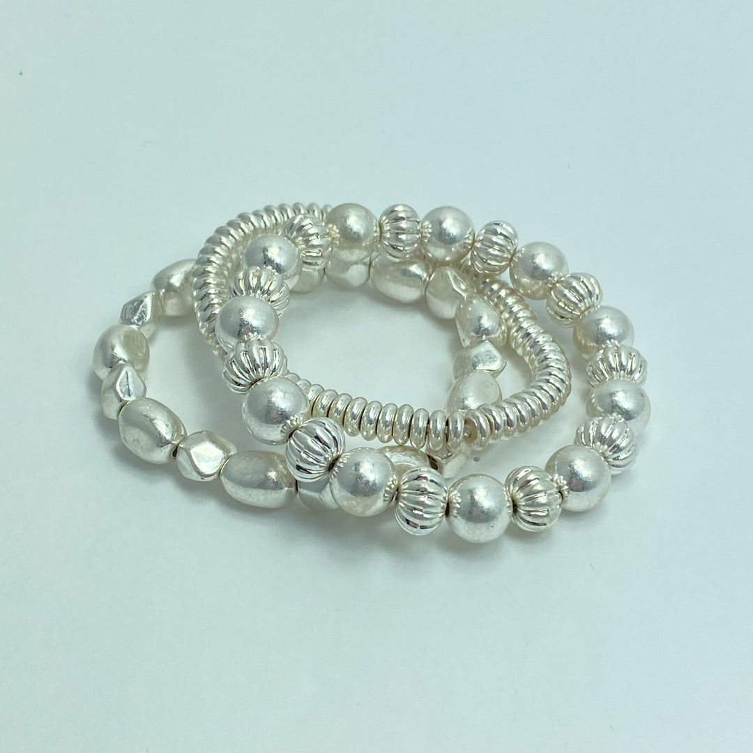 Silver Mixed Beaded Bracelet Set - Lucy Doo