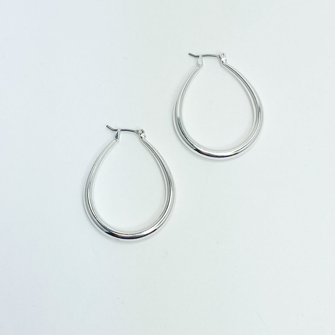 Small Silver Oval Hoop Earrings - Lucy Doo