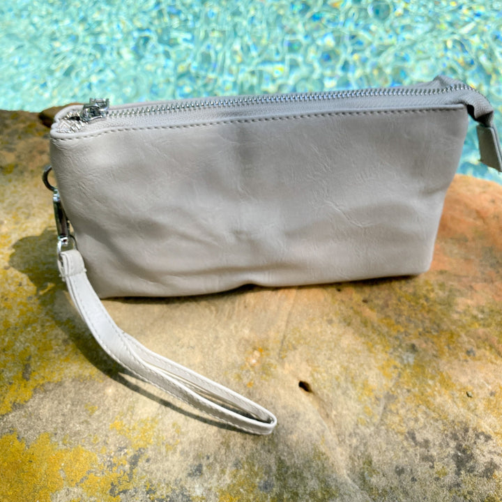 Taupe Leather Wristlet - Lucy Doo