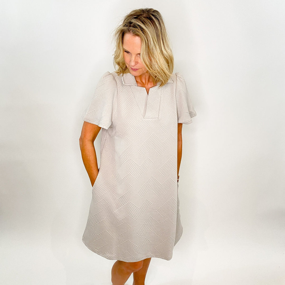 Taupe Textured Dress - Lucy Doo