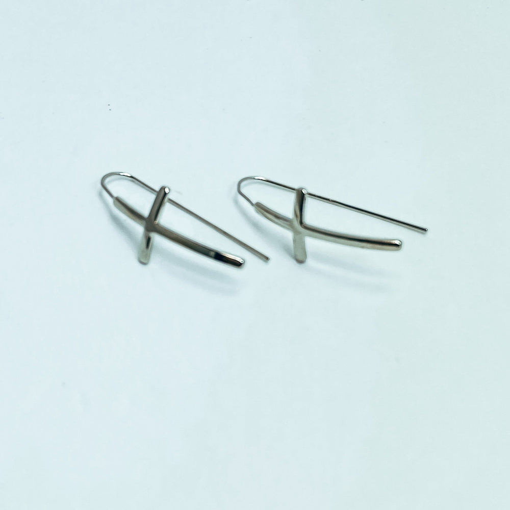 Thin Cross Hook Earrings - Lucy Doo