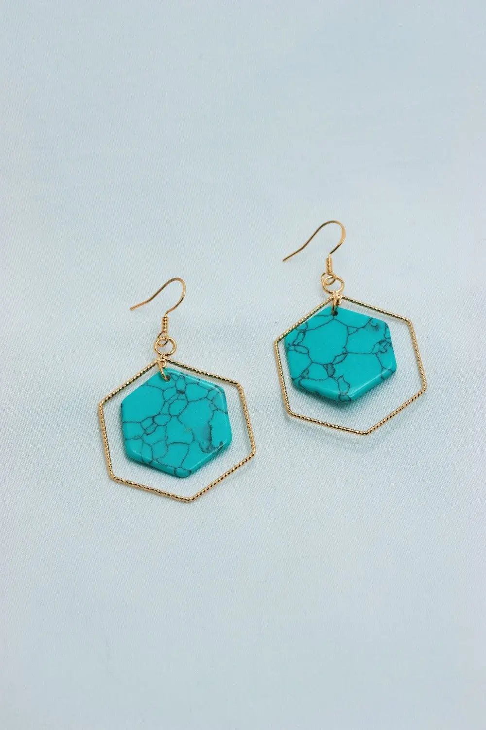 Turquoise & Gold Drop Earrings - Lucy Doo