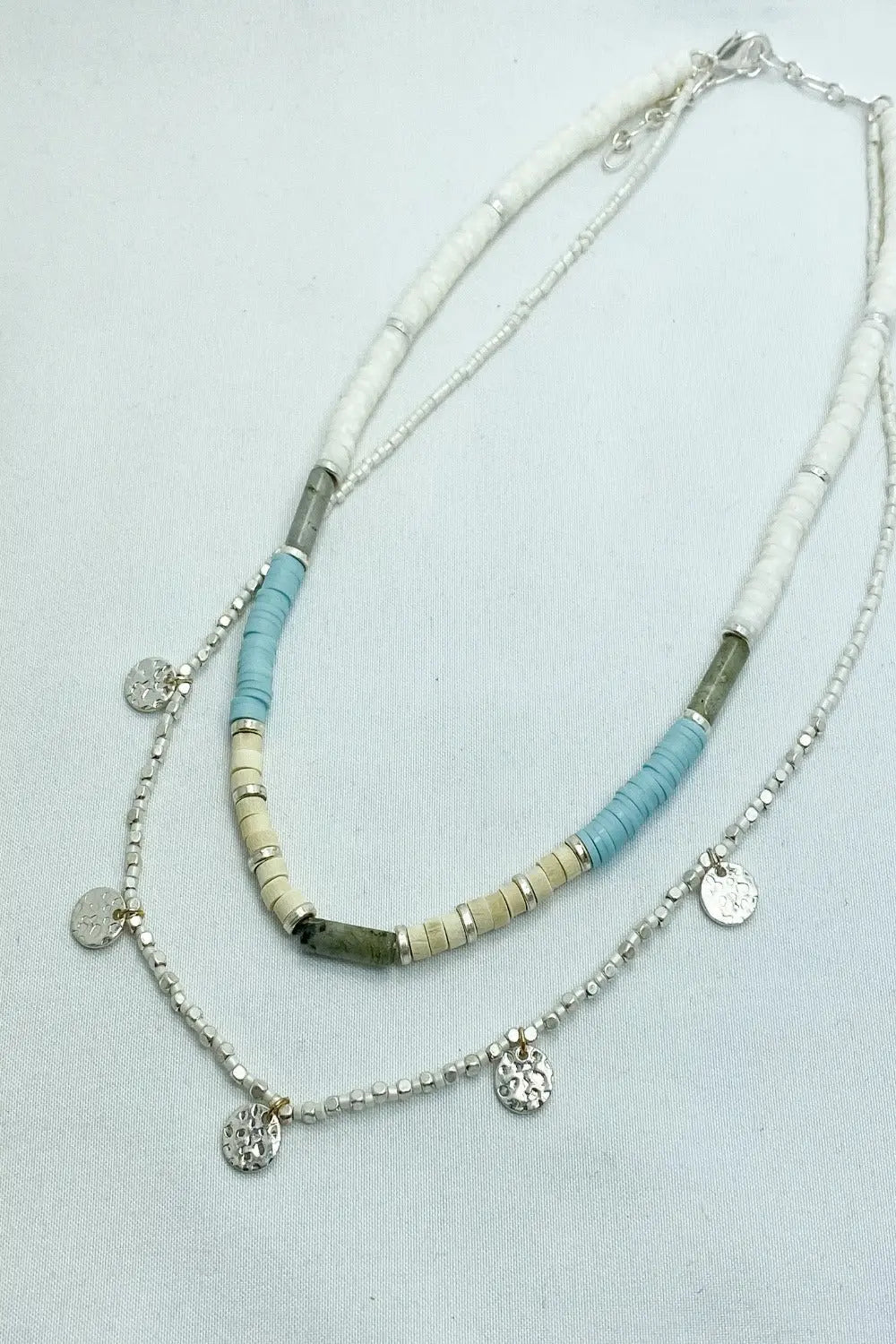 White, Blue, & Silver Necklace - Lucy Doo